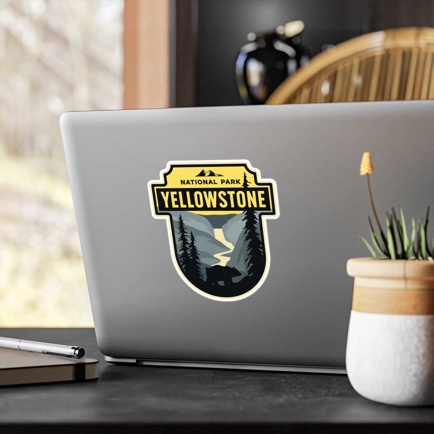 Sticker Yellowstone National Park, Wyoming, Bison, Waterproof, 4 sizes, National Park Stickers, Travel Stickers, Laptop Decal, Vinyl Sticker, Vinyl Decal