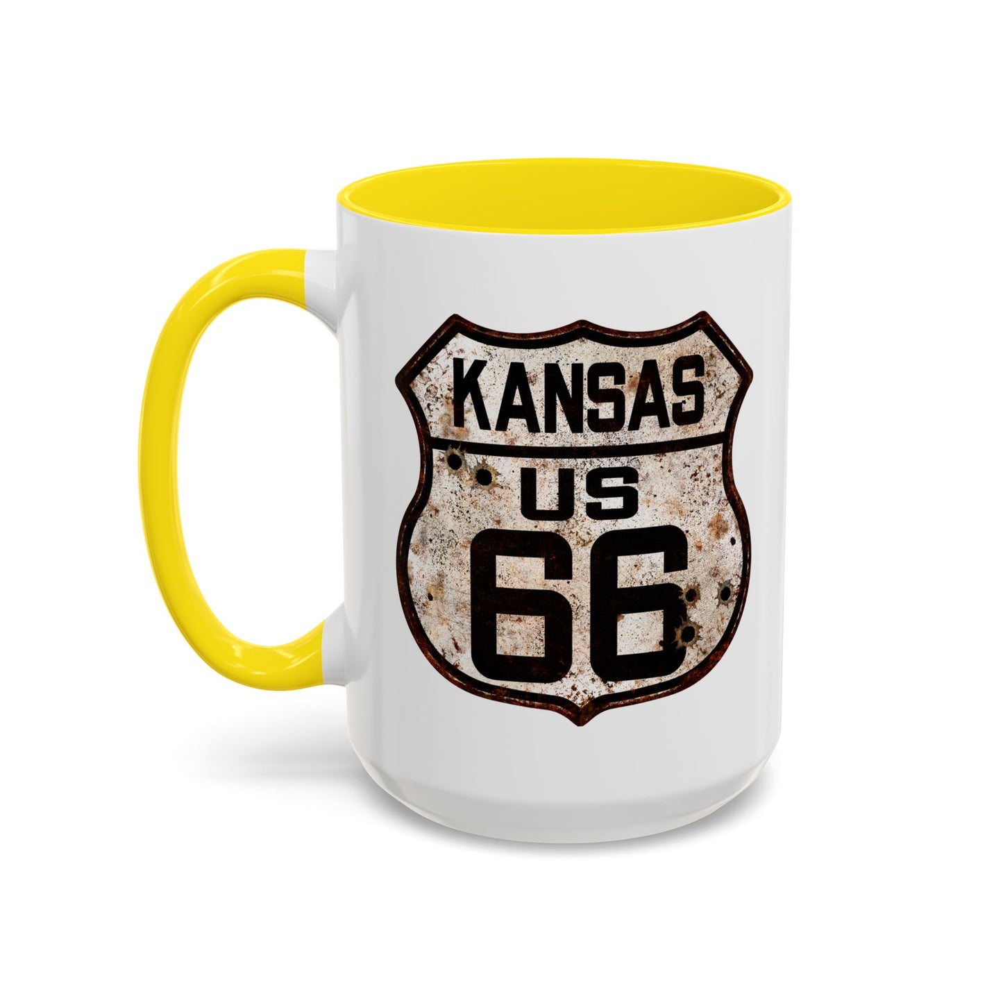 Mug Vintage Rusty Route 66 Highway Shield Kansas Route 66 Gift 11oz, 15oz