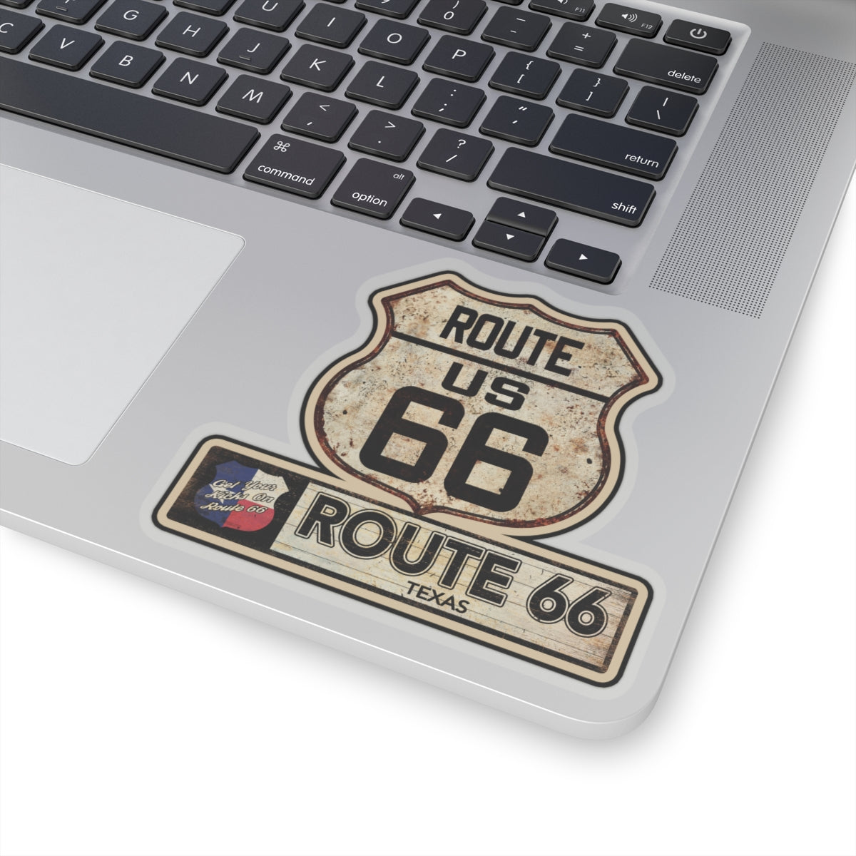 Vintage Texas Route 66 Shield Sticker - Travel Souvenir Kiss-Cut Stickers