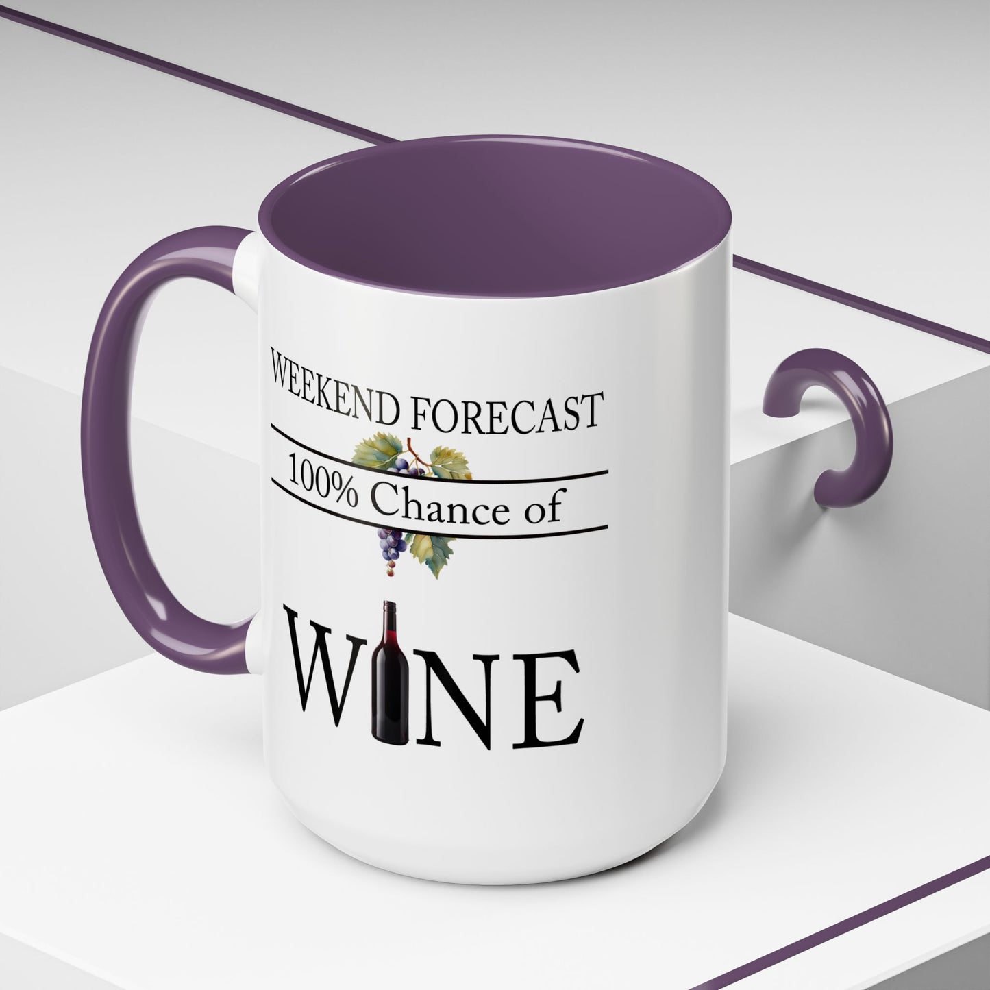 Copy of Funny Wine Lover Mug, 100% Chance of Wine in the Forecast, Gift for Wine Enthusiast Accent Coffee Mug (11, 15oz) A0012