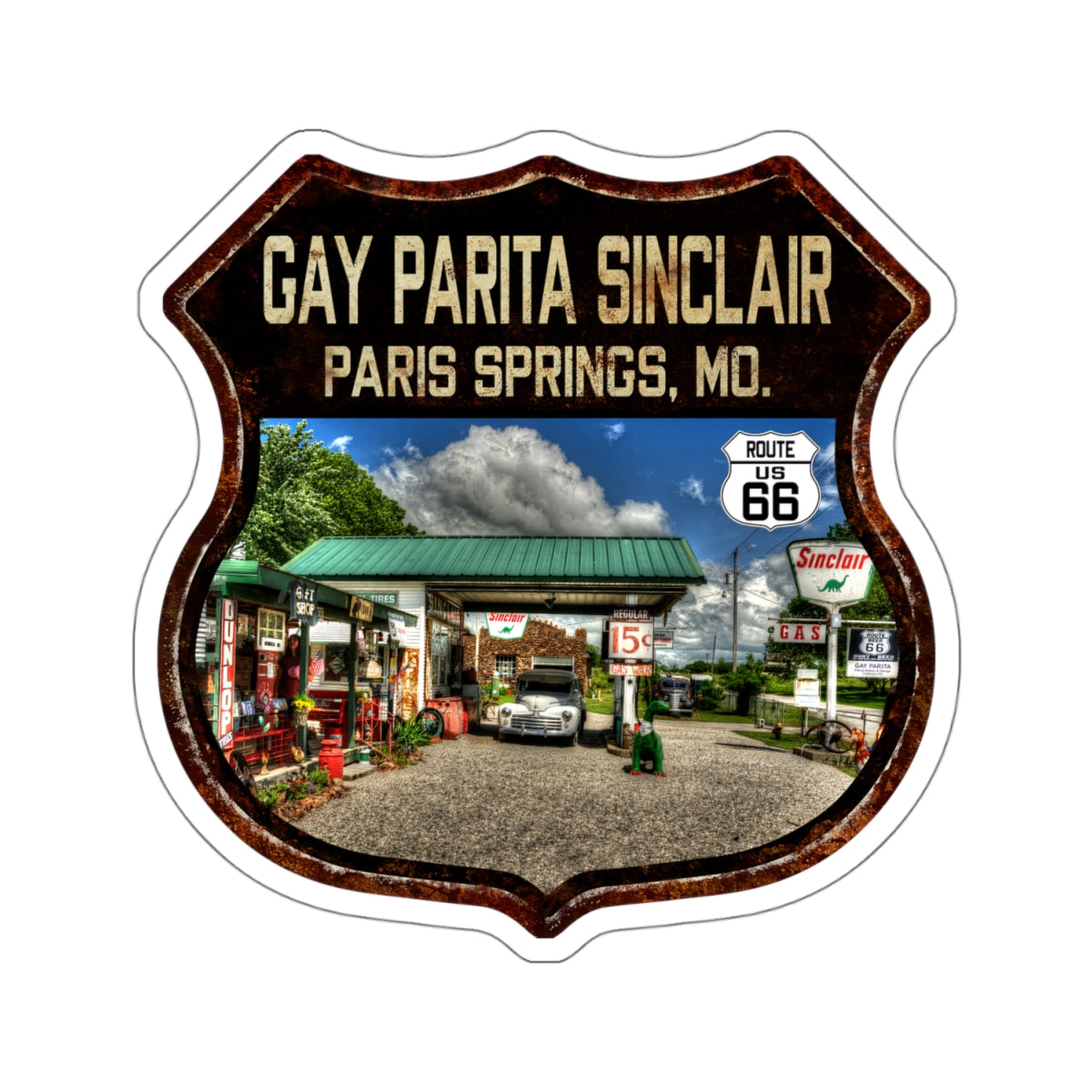 Sticker Gay Parita Service Station Route 66 Missouri Shield Kiss-Cut Stickers