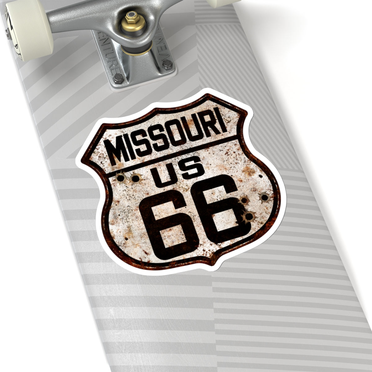 Copy of Sticker Vintage Missouri Route 66 Shield with Bullet Holes Kiss-Cut Stickers