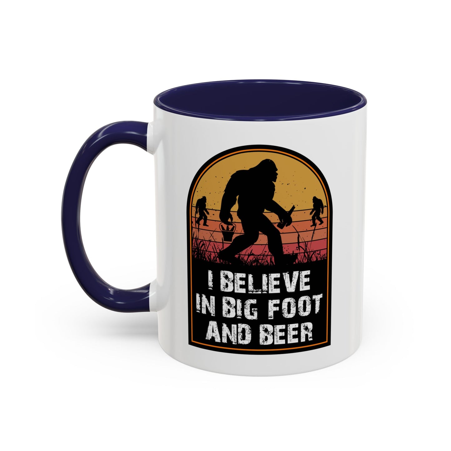 Big Foot and Beer Sticker - Sasquatch Decal - Funny Yeti Gift Accent Coffee Mug (11, 15oz)