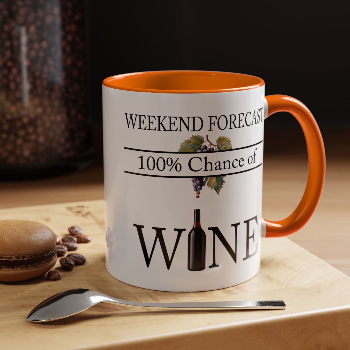 Copy of Funny Wine Lover Mug, 100% Chance of Wine in the Forecast, Gift for Wine Enthusiast Accent Coffee Mug (11, 15oz) A0012