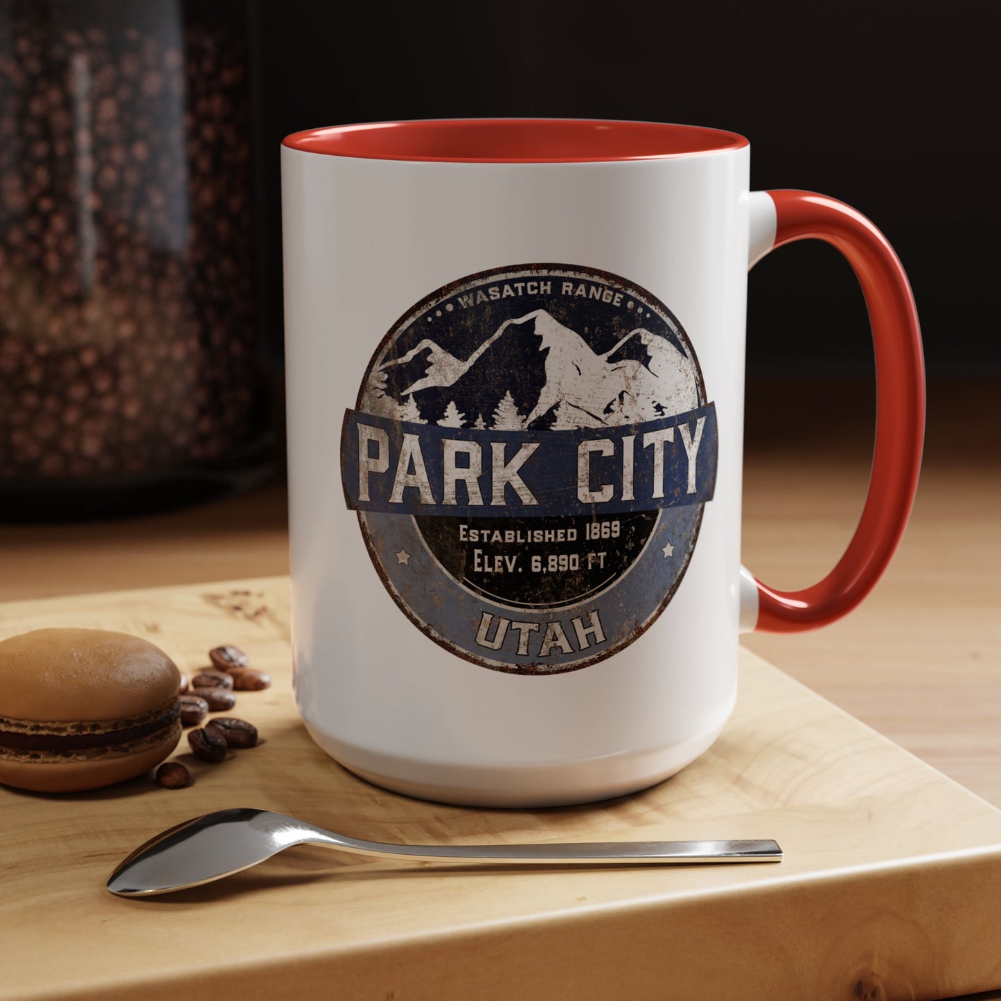 Ski Area Coffee Mug, Park City Winter Skiing Cup, Mountain Resort Gift, Snowboarding Lover Present, Ski Vacation Souvenir, Mountain