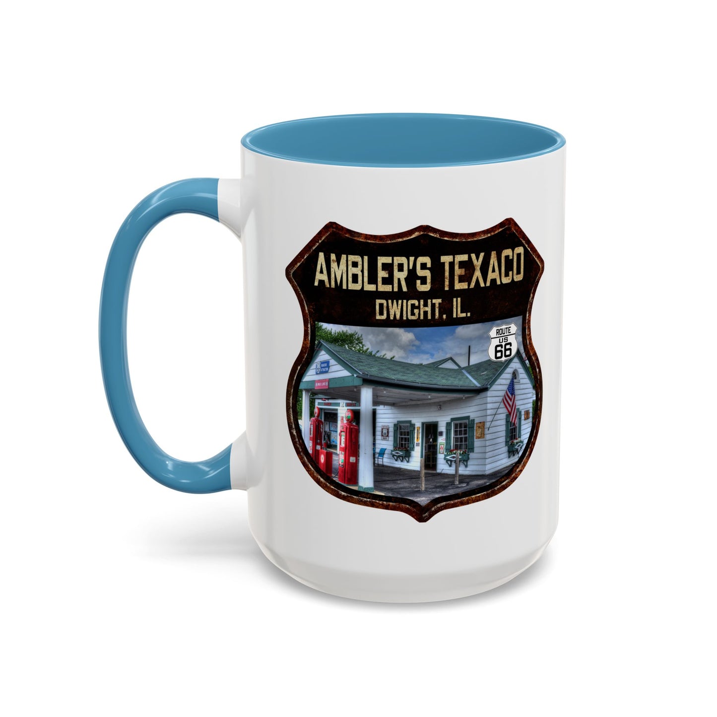 Mug Amblers Texaco Service Station Route 66 Shield Illinois 11oz