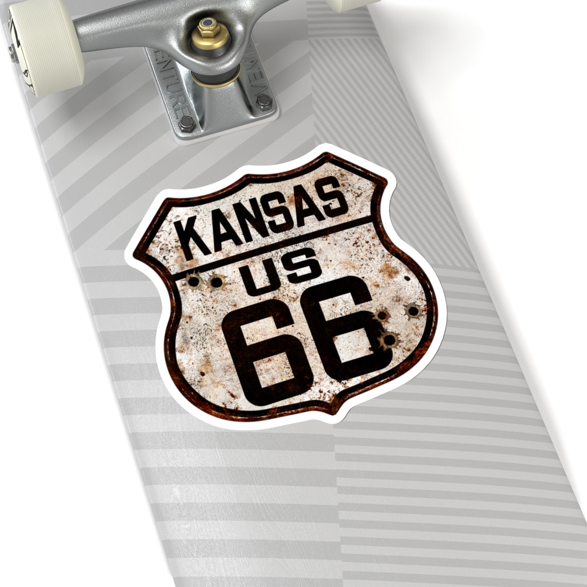 Sticker Vintage Kansas Route 66 Shield with Bullet Holes Kiss-Cut Stickers