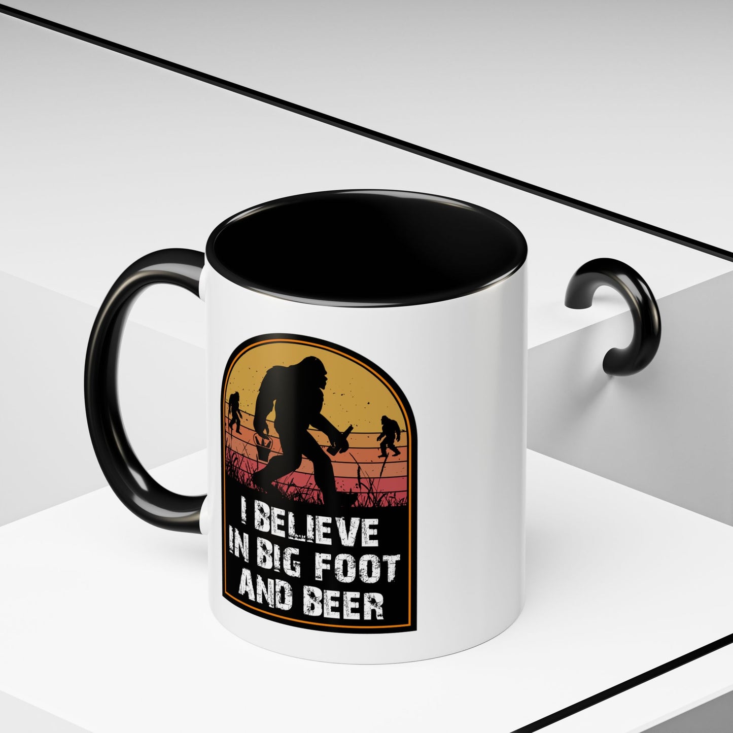 Big Foot and Beer Sticker - Sasquatch Decal - Funny Yeti Gift Accent Coffee Mug (11, 15oz)