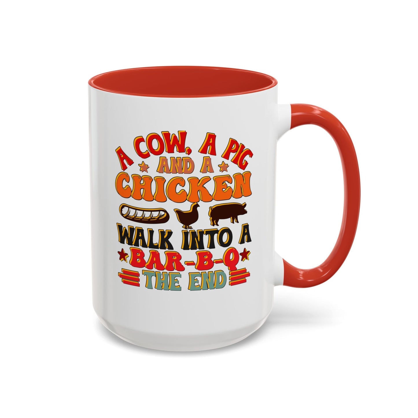 Funny BBQ Grilling Coffee Mug, Pig Cow Duck, Novelty Tea Cup, Barbecue Lover Gift, Kitchen Decor