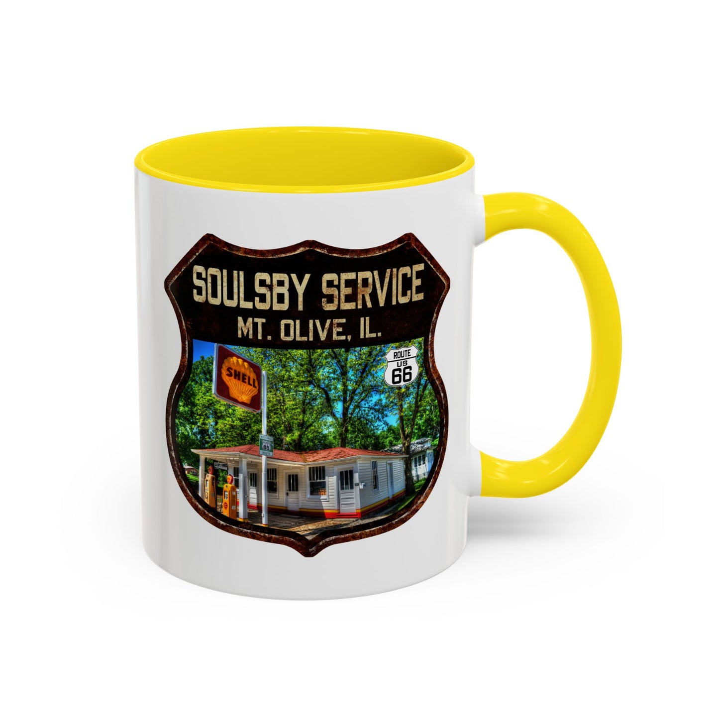 Mug Soulsby Service Station Route 66 Shield Illinois 11oz