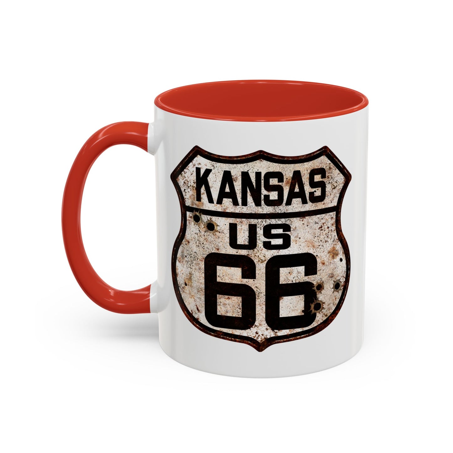 Mug Vintage Rusty Route 66 Highway Shield Kansas Route 66 Gift 11oz, 15oz