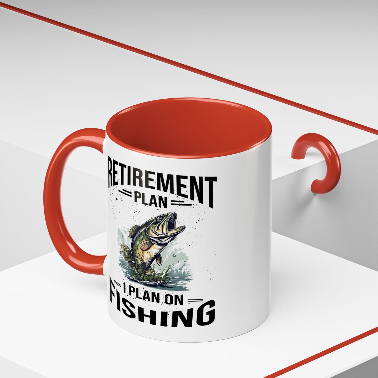 Retirement Mug - Retirement Plan Gone Fishing - Coffee Mug - Funny Retirement Gift, Happy Retirement Mug, Fishing Retirement Gift A0037-03 Accent Coffee Mug (11, 15oz)