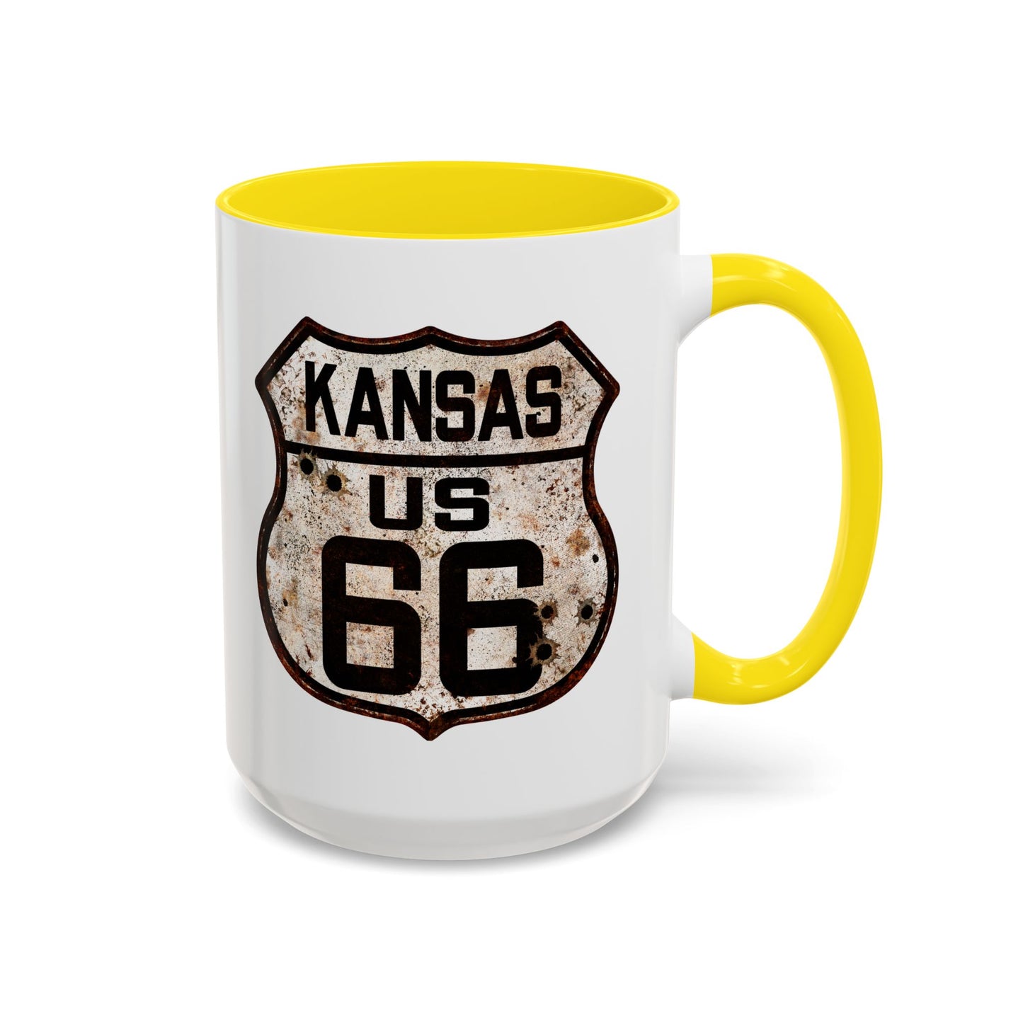 Mug Vintage Rusty Route 66 Highway Shield Kansas Route 66 Gift 11oz, 15oz