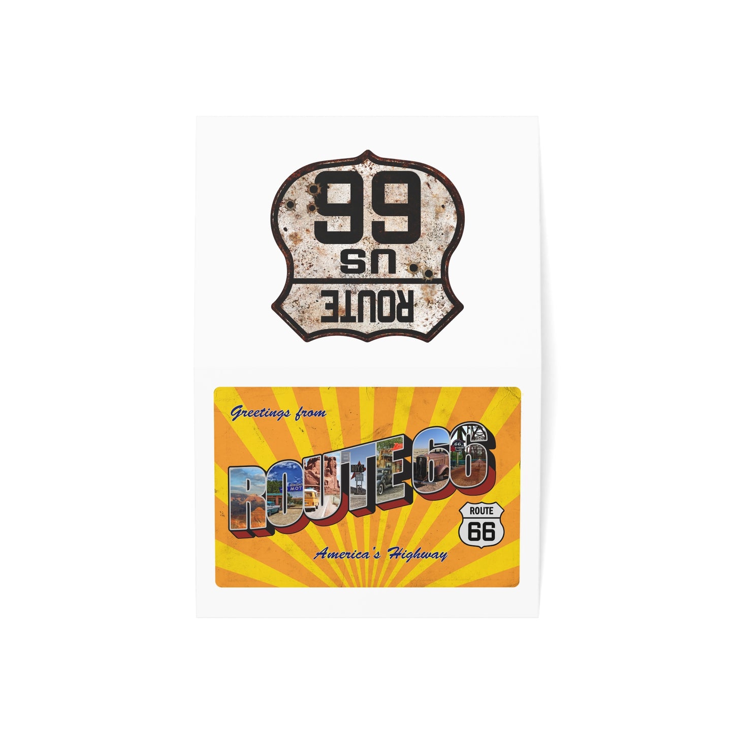 Vintage Route 66 Inspired Postcard Design - Set of Retro Horizontal Greeting Cards (1, 10, 30, and 50pcs)