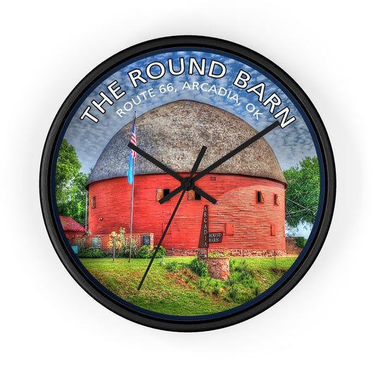 The Round Barn on Oklahoma Route 66 Wall Clock - Vintage Travel Decor Wall Clock