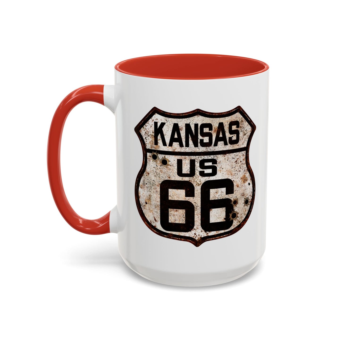 Mug Vintage Rusty Route 66 Highway Shield Kansas Route 66 Gift 11oz, 15oz