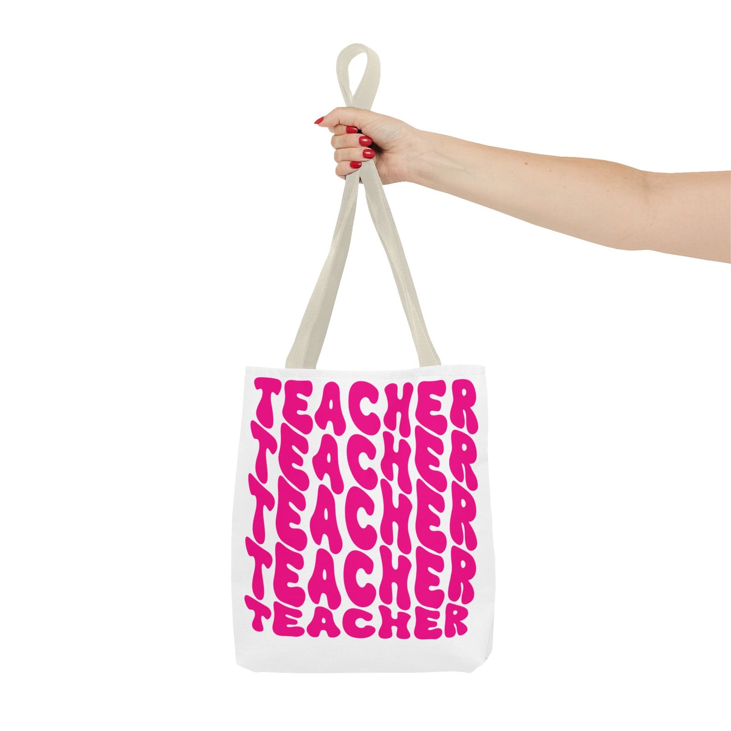 Tote Bag - Teacher Appreciation Gift, Colorful Big Letter Bag, Bold Wavy Design, Text Tote, School Teacher Present, Rainbow Tote Bag