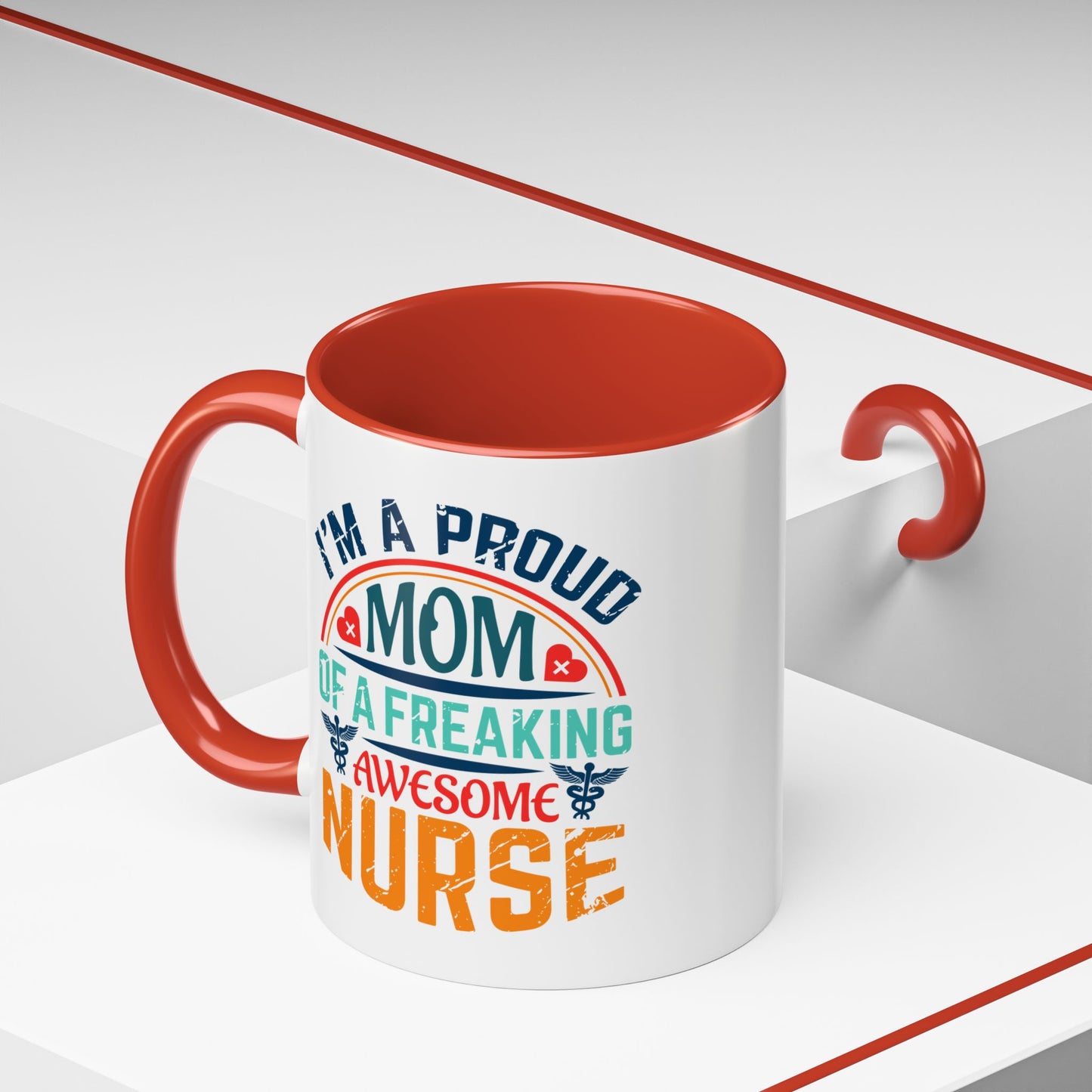 Mug - Proud Mom of an Awesome Nurse Coffee Cup, Gift for Mom 0370001 (11, 15oz)