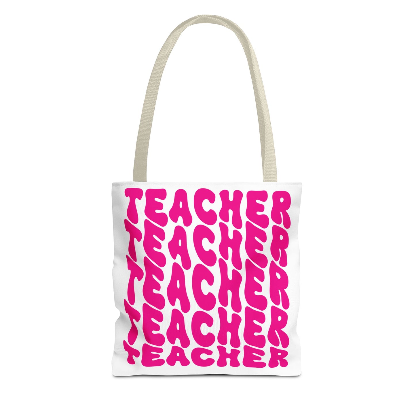 Tote Bag - Teacher Appreciation Gift, Colorful Big Letter Bag, Bold Wavy Design, Text Tote, School Teacher Present, Rainbow Tote Bag