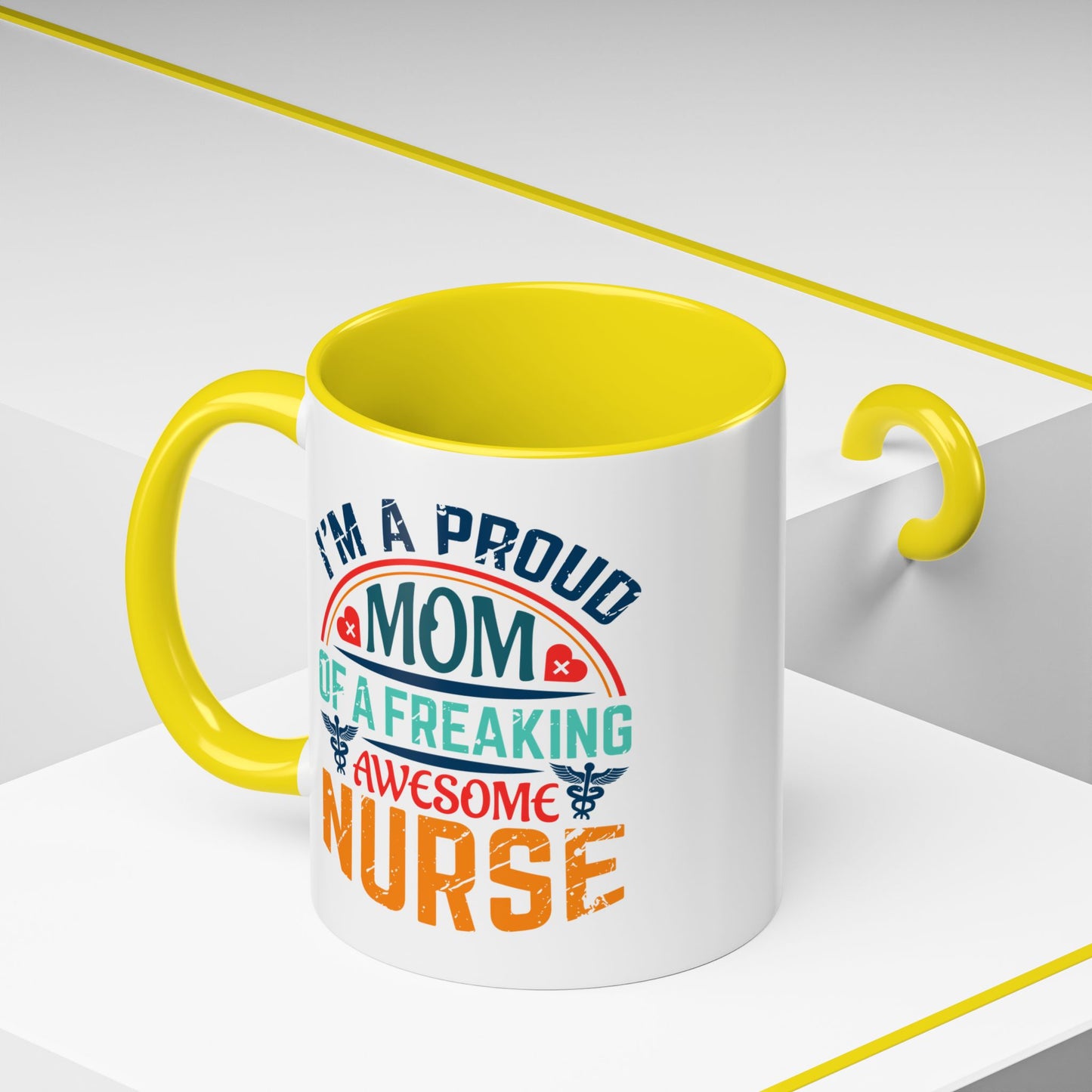 Mug - Proud Mom of an Awesome Nurse Coffee Cup, Gift for Mom 0370001 (11, 15oz)