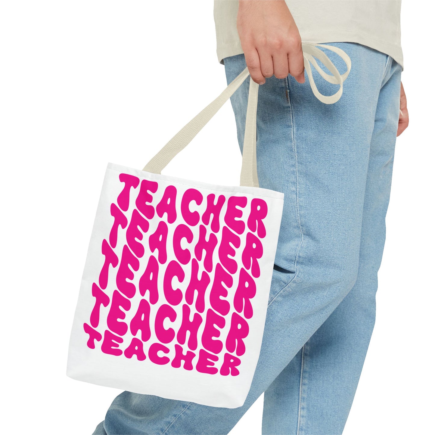 Tote Bag - Teacher Appreciation Gift, Colorful Big Letter Bag, Bold Wavy Design, Text Tote, School Teacher Present, Rainbow Tote Bag