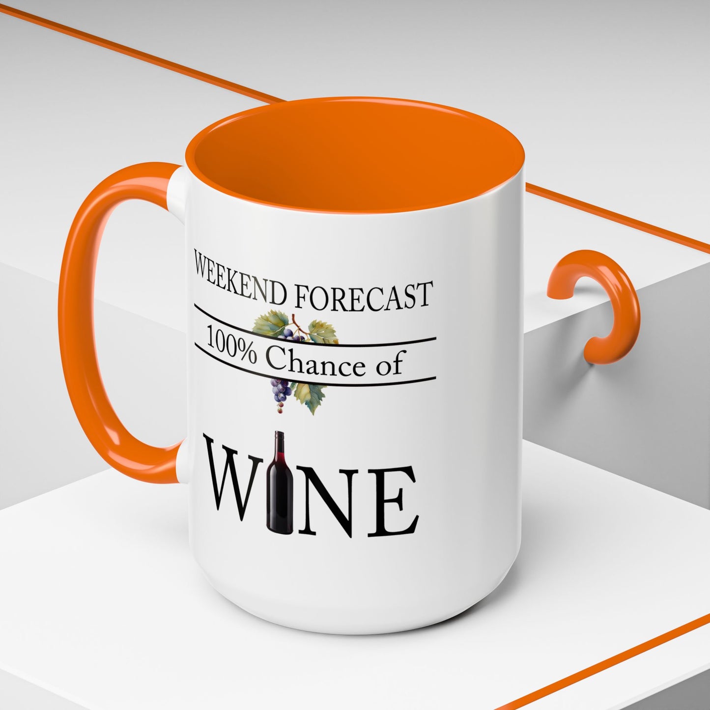 Copy of Funny Wine Lover Mug, 100% Chance of Wine in the Forecast, Gift for Wine Enthusiast Accent Coffee Mug (11, 15oz) A0012