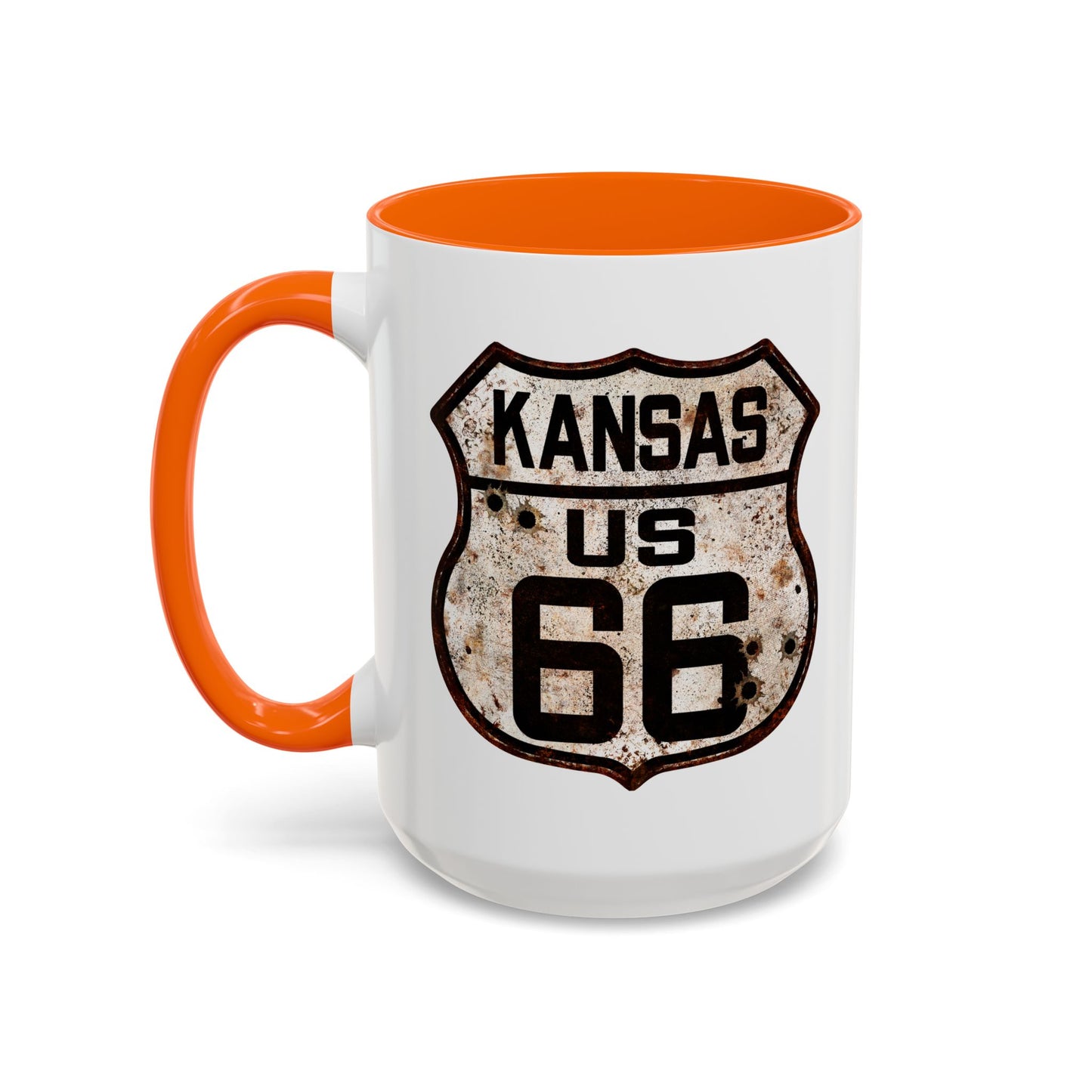 Mug Vintage Rusty Route 66 Highway Shield Kansas Route 66 Gift 11oz, 15oz