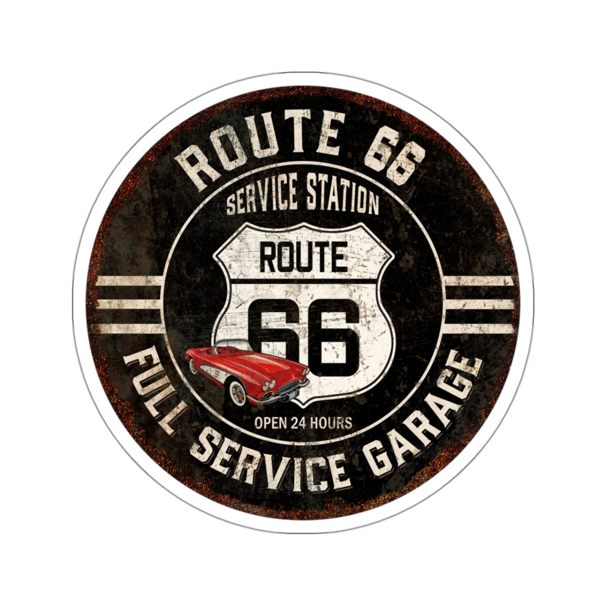 Sticker Vintage Route 66 Full Service Garage Kiss-Cut Stickers