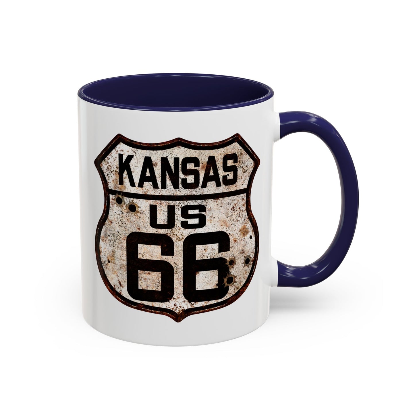 Mug Vintage Rusty Route 66 Highway Shield Kansas Route 66 Gift 11oz, 15oz