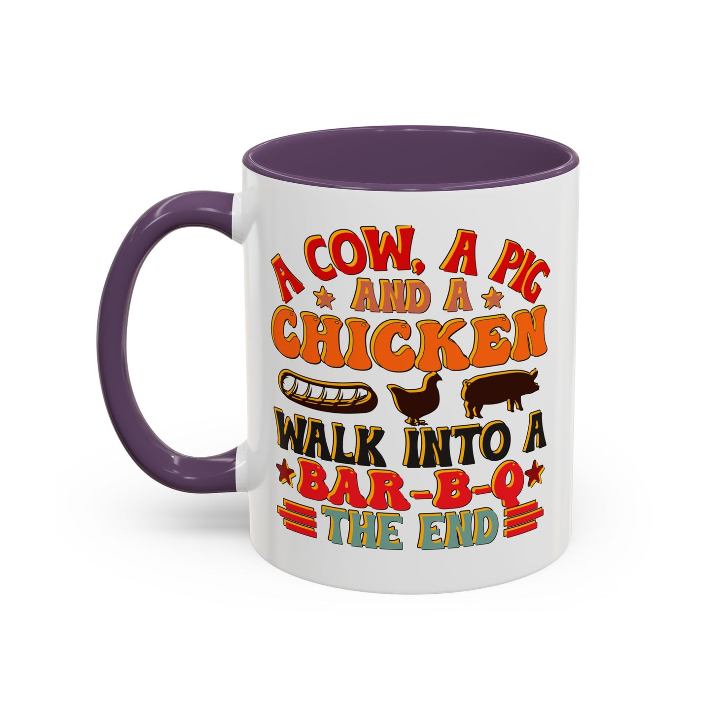 Funny BBQ Grilling Coffee Mug, Pig Cow Duck, Novelty Tea Cup, Barbecue Lover Gift, Kitchen Decor