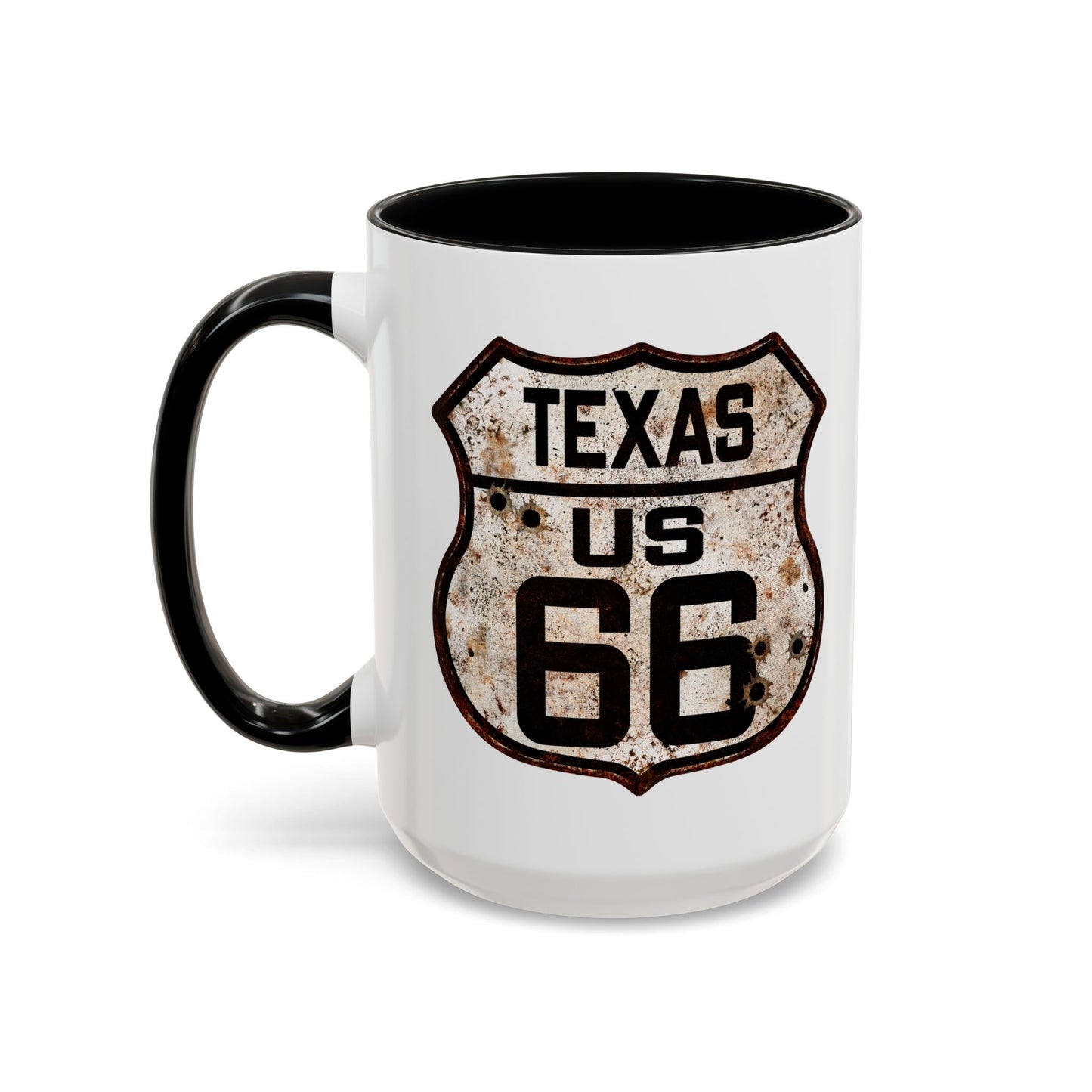 Mug Vintage Rusty Route 66 Highway Shield Texas Route 66 Gift 11oz, 15oz