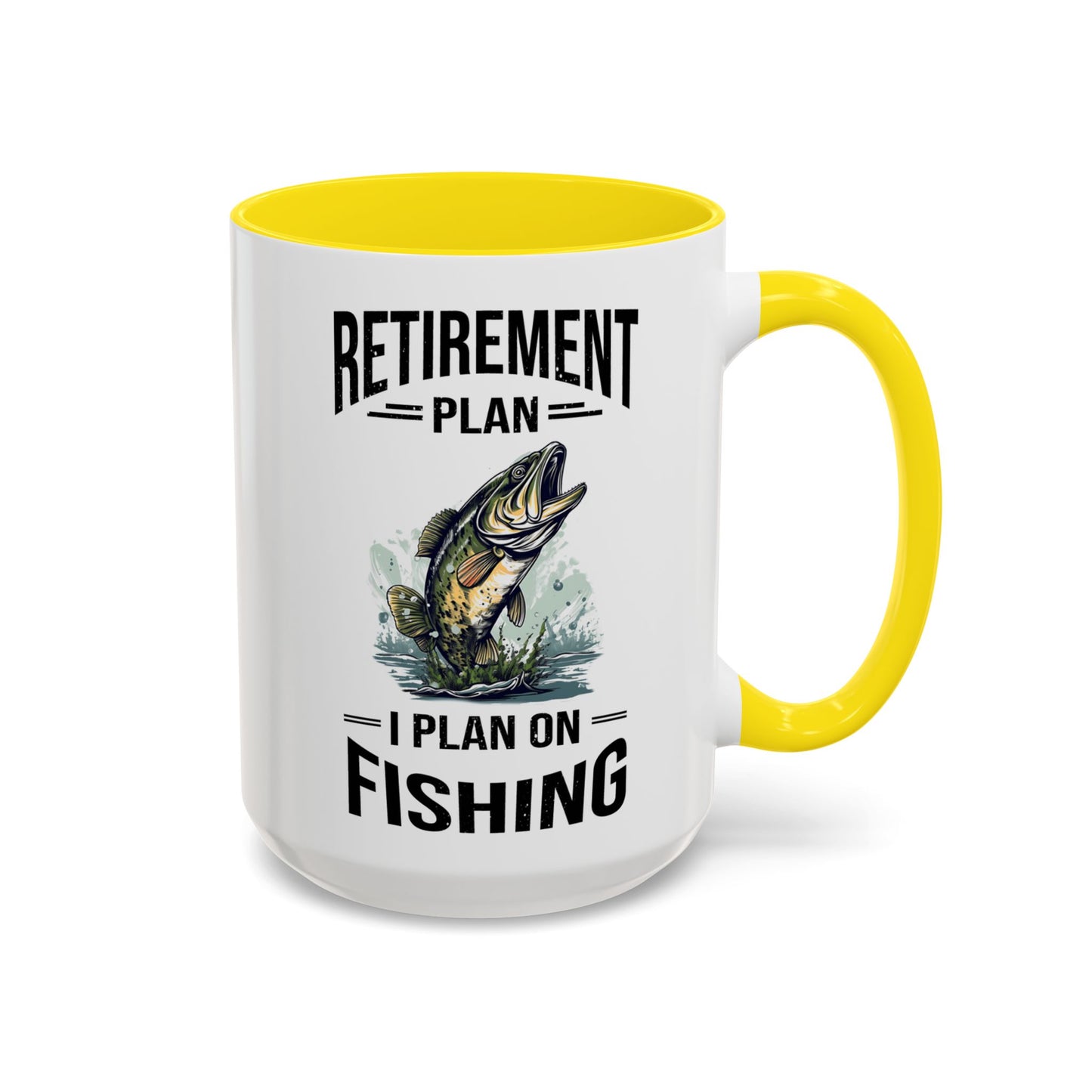 Retirement Mug - Retirement Plan Gone Fishing - Coffee Mug - Funny Retirement Gift, Happy Retirement Mug, Fishing Retirement Gift A0037-03 Accent Coffee Mug (11, 15oz)