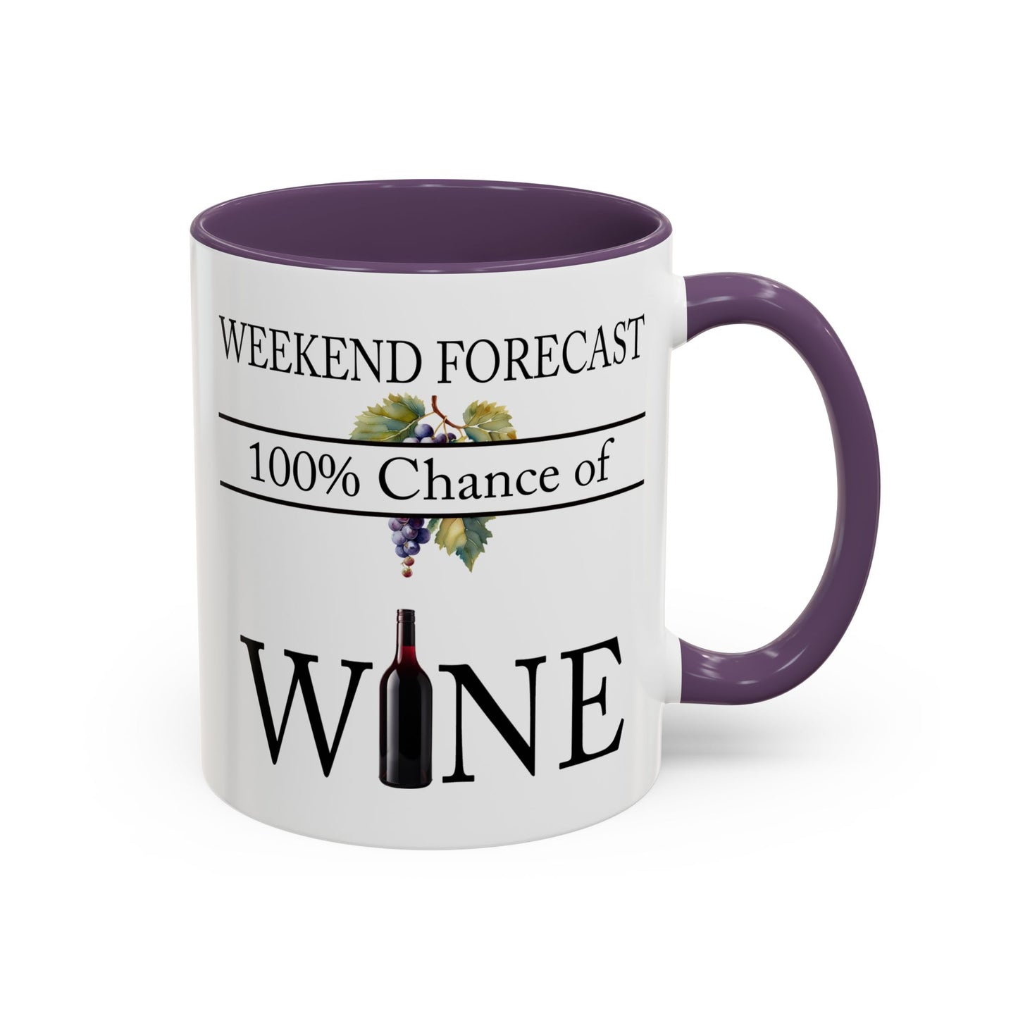 Copy of Funny Wine Lover Mug, 100% Chance of Wine in the Forecast, Gift for Wine Enthusiast Accent Coffee Mug (11, 15oz) A0012