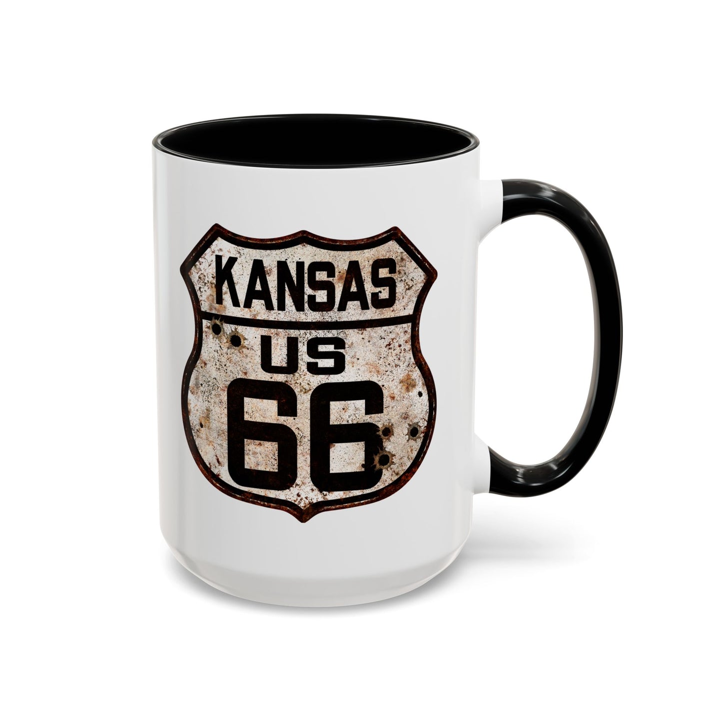 Mug Vintage Rusty Route 66 Highway Shield Kansas Route 66 Gift 11oz, 15oz