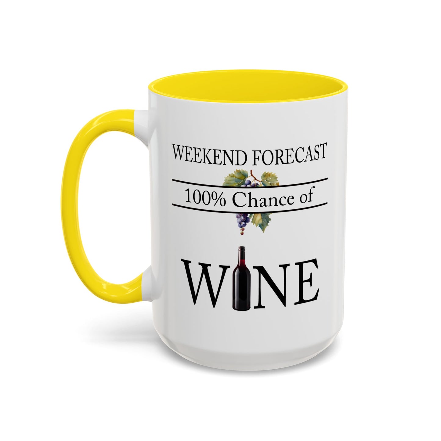 Copy of Funny Wine Lover Mug, 100% Chance of Wine in the Forecast, Gift for Wine Enthusiast Accent Coffee Mug (11, 15oz) A0012