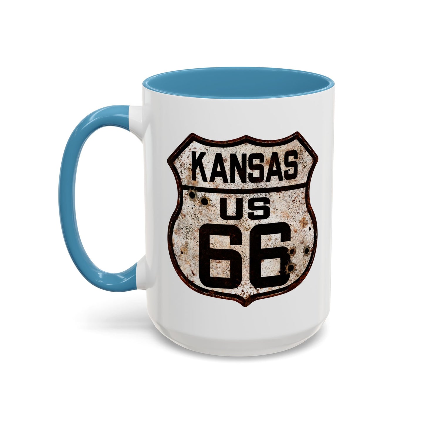 Mug Vintage Rusty Route 66 Highway Shield Kansas Route 66 Gift 11oz, 15oz