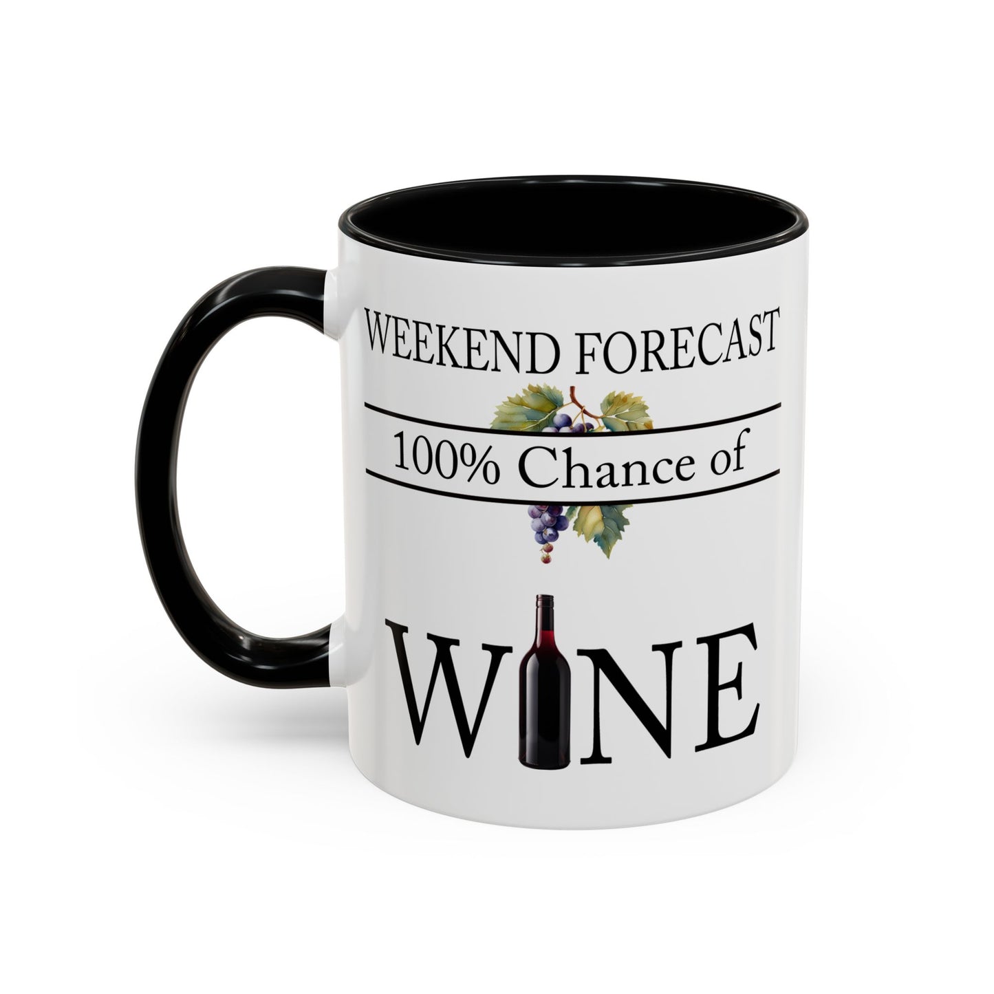 Copy of Funny Wine Lover Mug, 100% Chance of Wine in the Forecast, Gift for Wine Enthusiast Accent Coffee Mug (11, 15oz) A0012