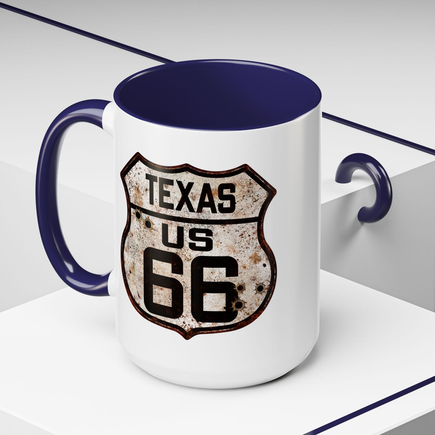 Mug Vintage Rusty Route 66 Highway Shield Texas Route 66 Gift 11oz, 15oz