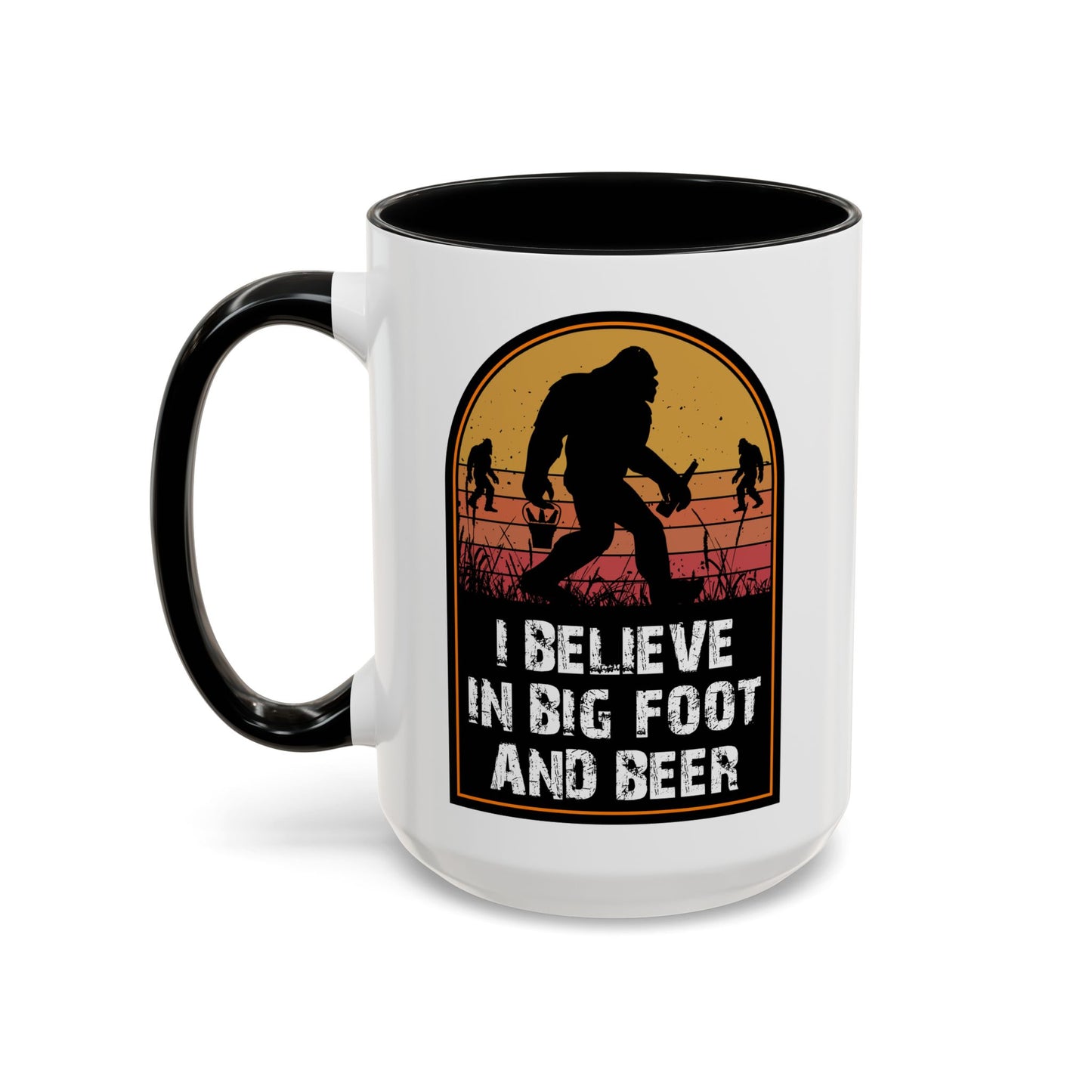 Big Foot and Beer Sticker - Sasquatch Decal - Funny Yeti Gift Accent Coffee Mug (11, 15oz)