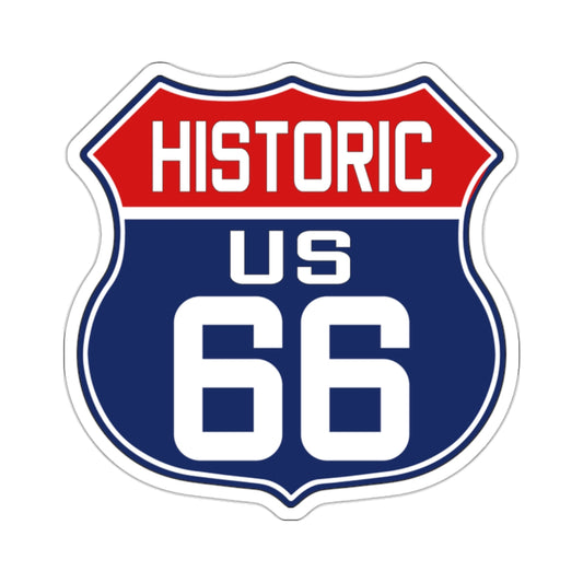 Route 66 Shield Red White and Blue Kiss-Cut Stickers