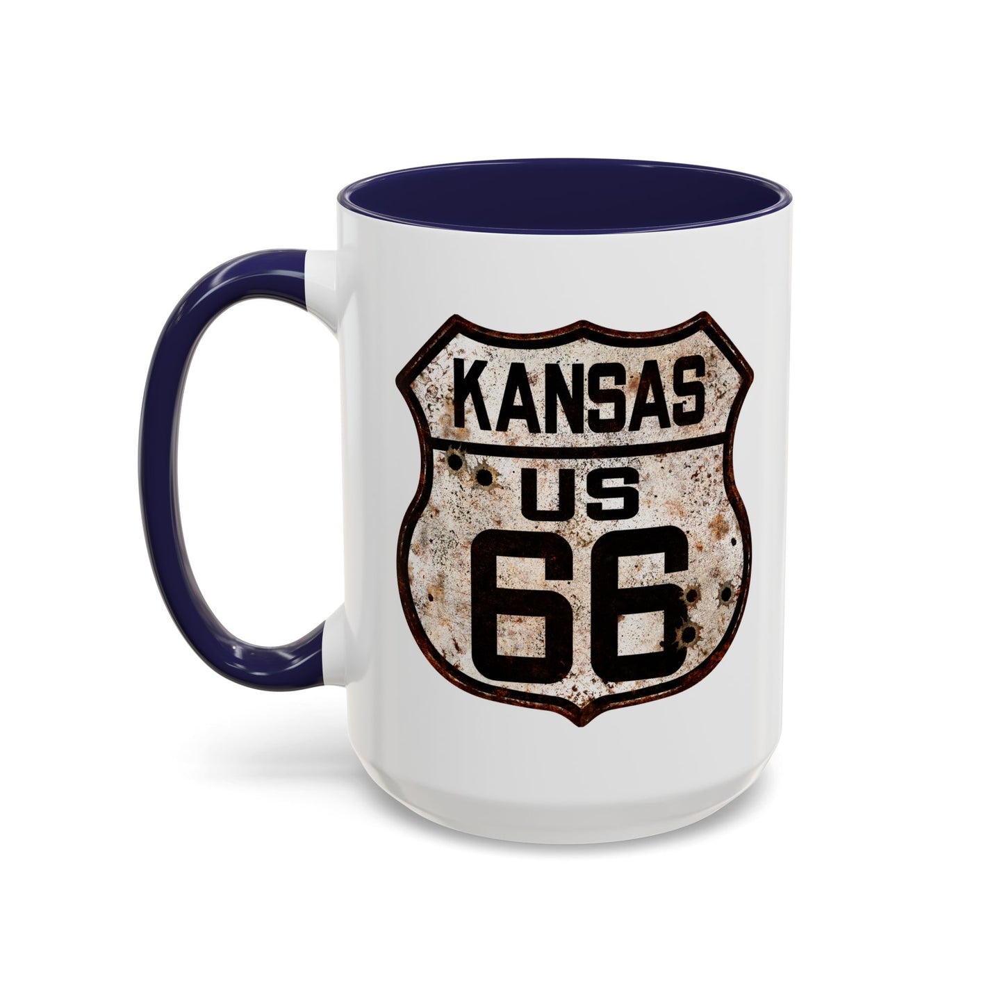 Mug Vintage Rusty Route 66 Highway Shield Kansas Route 66 Gift 11oz, 15oz