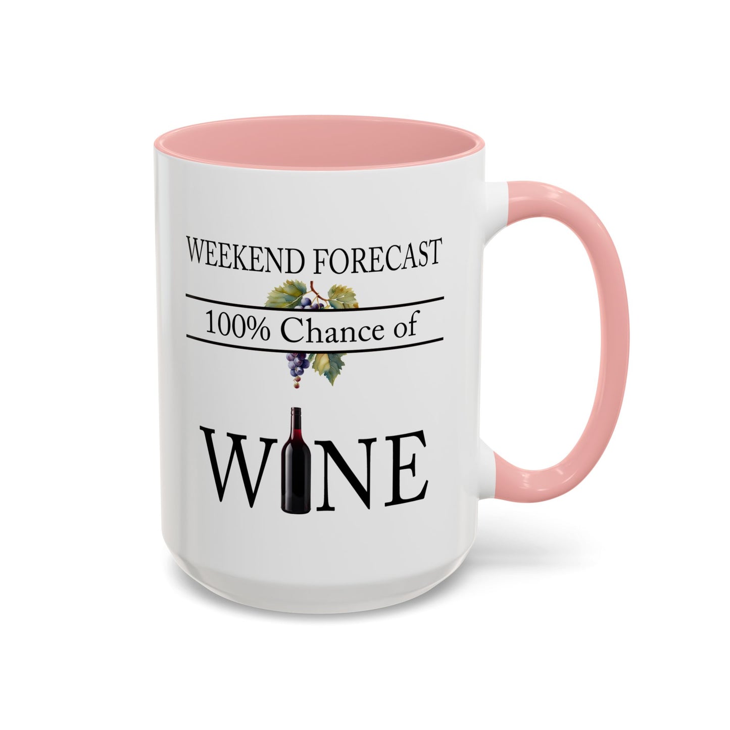 Copy of Funny Wine Lover Mug, 100% Chance of Wine in the Forecast, Gift for Wine Enthusiast Accent Coffee Mug (11, 15oz) A0012