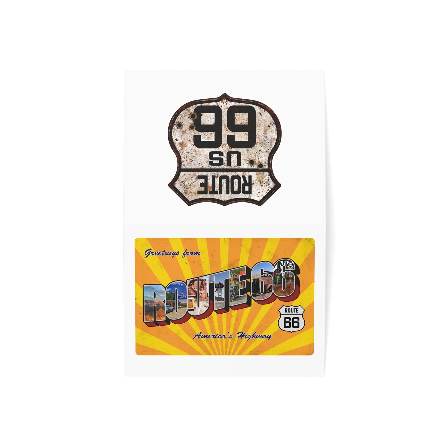 Vintage Route 66 Inspired Postcard Design - Set of Retro Horizontal Greeting Cards (1, 10, 30, and 50pcs)