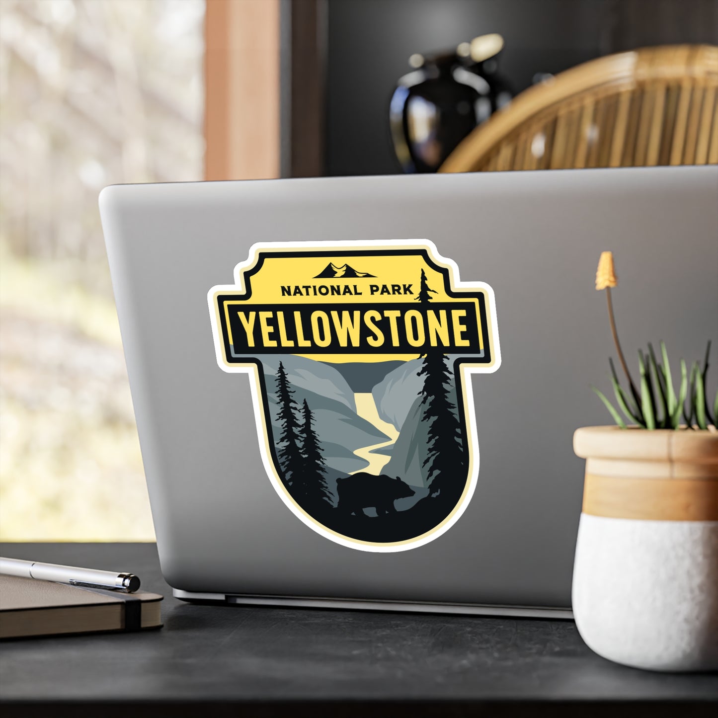 Sticker Yellowstone National Park, Wyoming, Bison, Waterproof, 4 sizes, National Park Stickers, Travel Stickers, Laptop Decal, Vinyl Sticker, Vinyl Decal