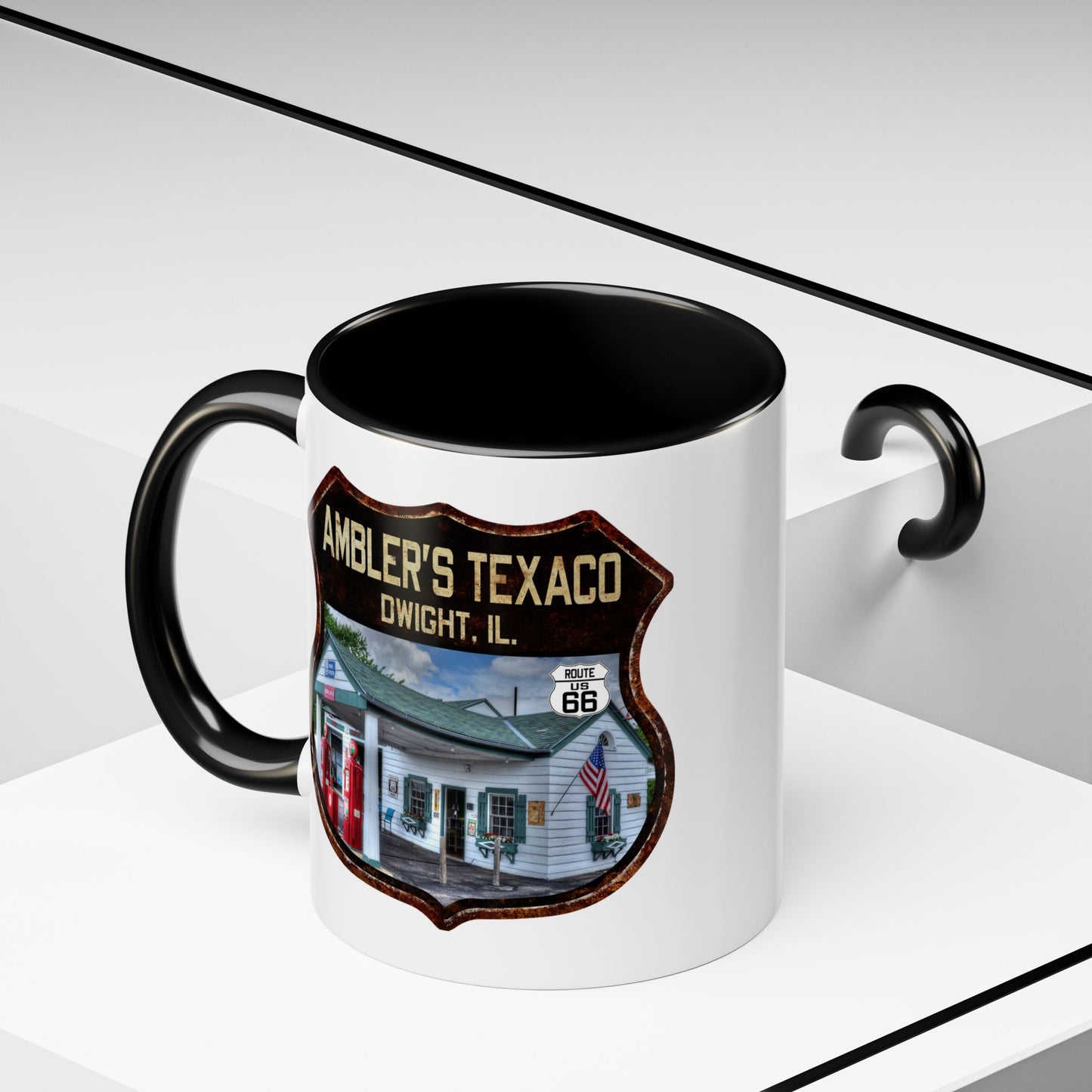 Mug Amblers Texaco Service Station Route 66 Shield Illinois 11oz