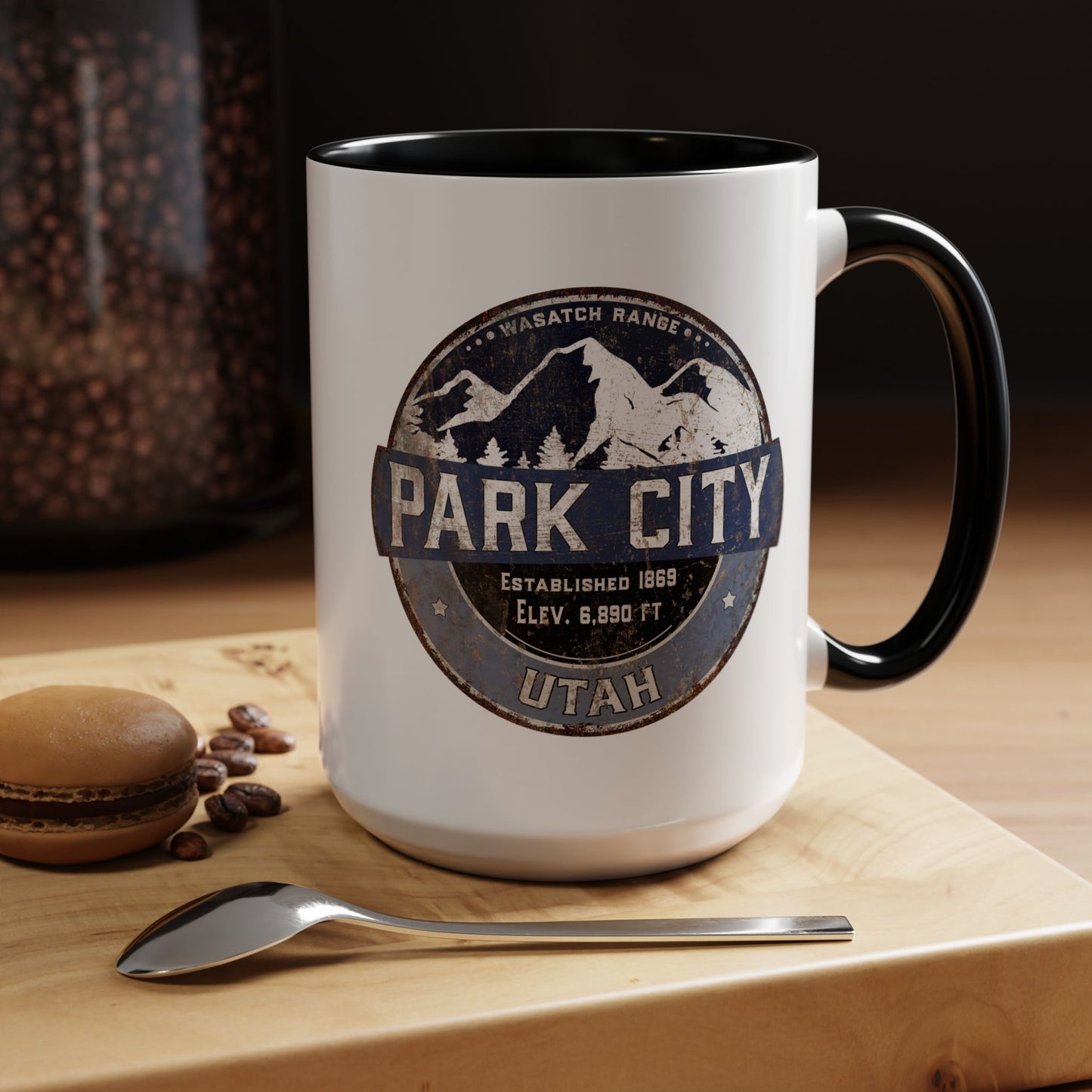 Ski Area Coffee Mug, Park City Winter Skiing Cup, Mountain Resort Gift, Snowboarding Lover Present, Ski Vacation Souvenir, Mountain