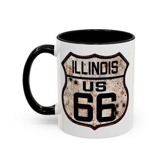 Mug Vintage Rusty Route 66 Highway Shield Illinois Route 66 Gift 11oz, 15oz