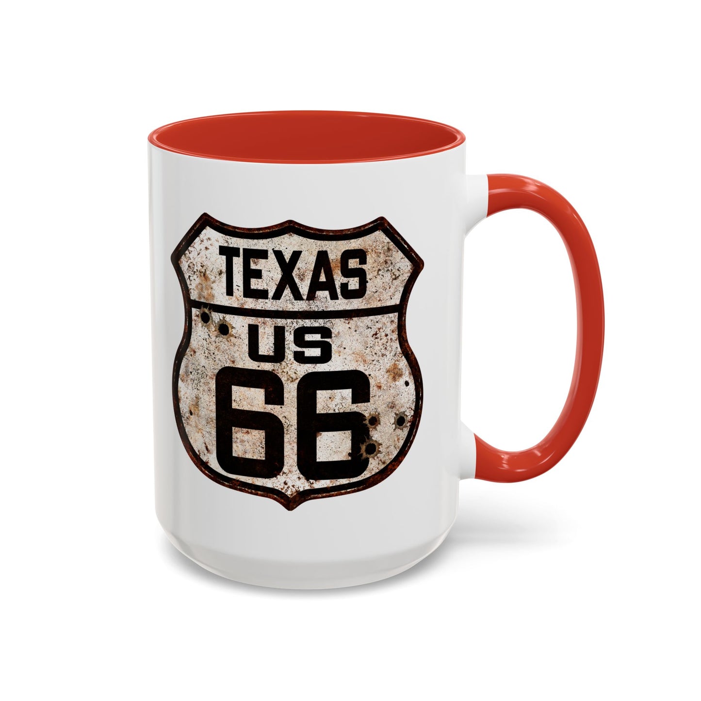 Mug Vintage Rusty Route 66 Highway Shield Texas Route 66 Gift 11oz, 15oz