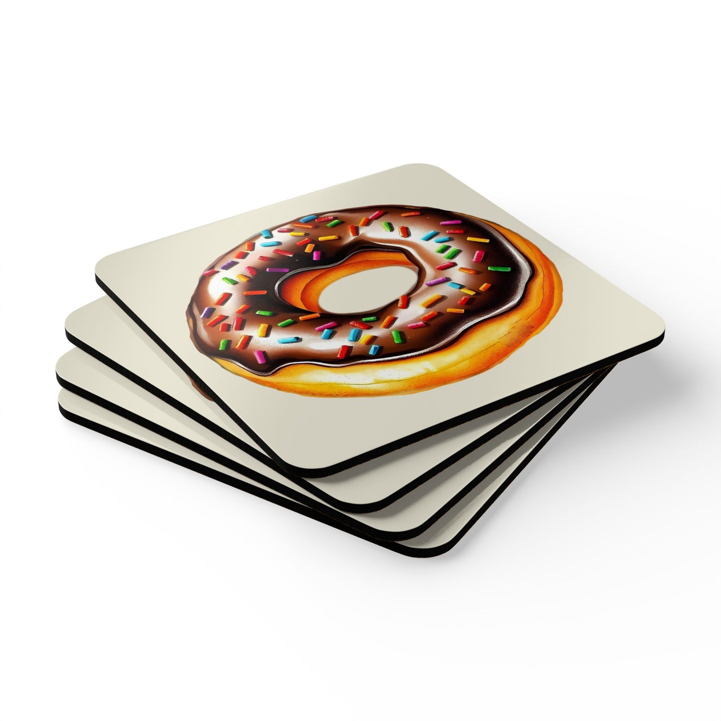 Yummy Chocolate Donut Coasters Corkwood Coaster Set Corkwood Coaster Set