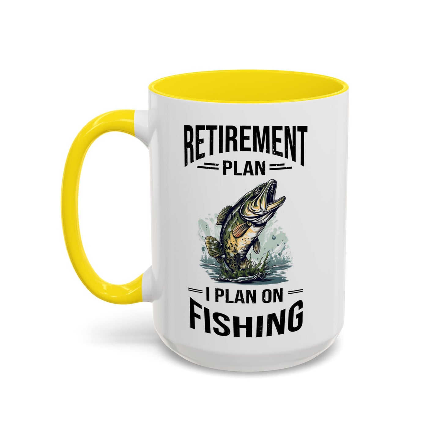 Retirement Mug - Retirement Plan Gone Fishing - Coffee Mug - Funny Retirement Gift, Happy Retirement Mug, Fishing Retirement Gift A0037-03 Accent Coffee Mug (11, 15oz)